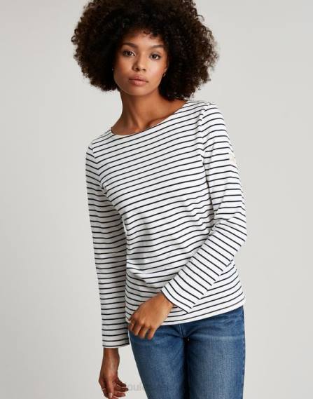 Apparel IE Joules Women Harbour Long Sleeve Jersey Top CREAM NAVY STRIPE JVVL53