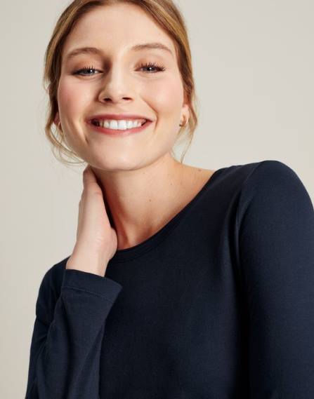 Apparel IE Joules Women Holly Crew Long Sleeve Top FRENCH NAVY JVVL36