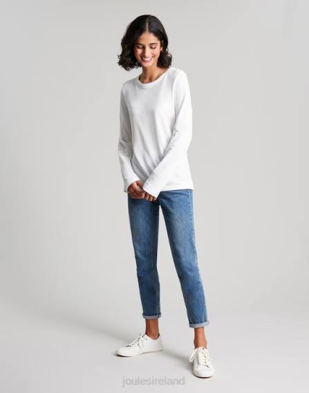 Apparel IE Joules Women Holly Crew Long Sleeve Top WHITE JVVL62
