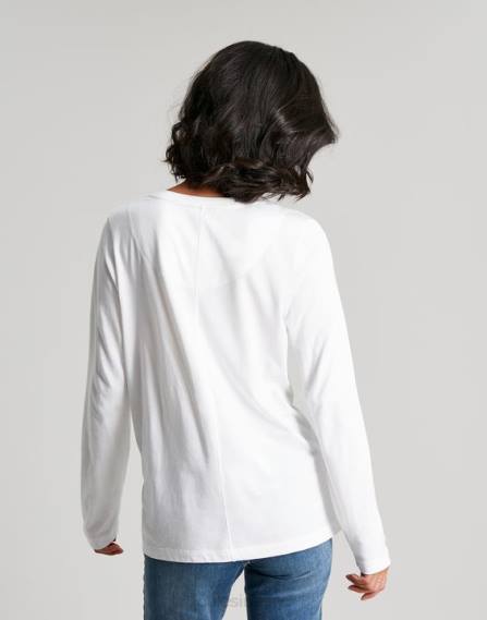 Apparel IE Joules Women Holly Crew Long Sleeve Top WHITE JVVL62