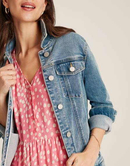 Apparel IE Joules Women Arkley Relaxed Denim Jacket LIGHT BLUE JVVL24
