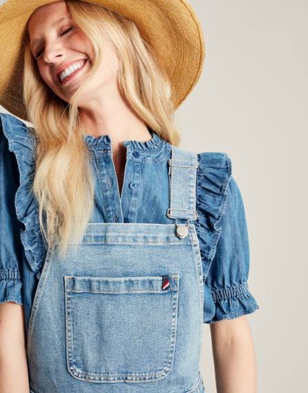 Apparel IE Joules Women Rampling Straight Leg Overalls LIGHT INDIGO JVVL61