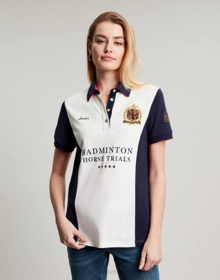 Apparel IE Joules Women Badminton Embellished Polo Shirt CREAM JVVL75