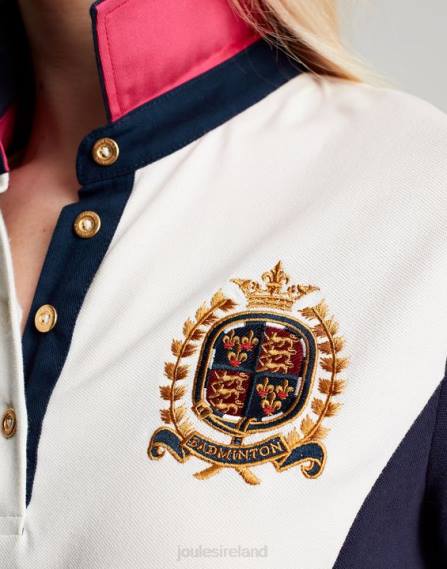 Apparel IE Joules Women Badminton Embellished Polo Shirt CREAM JVVL75