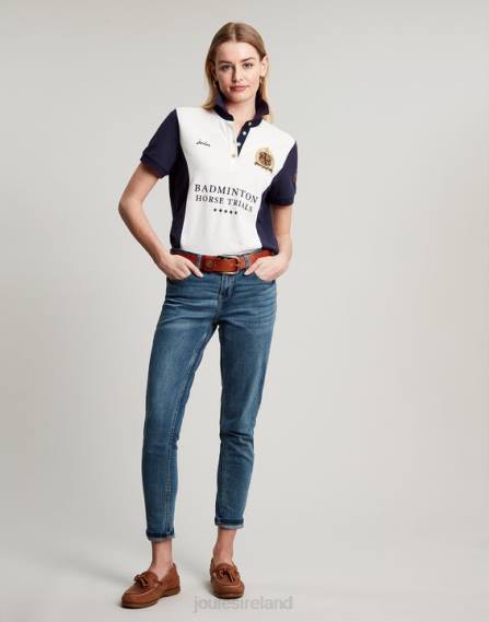 Apparel IE Joules Women Badminton Embellished Polo Shirt CREAM JVVL75
