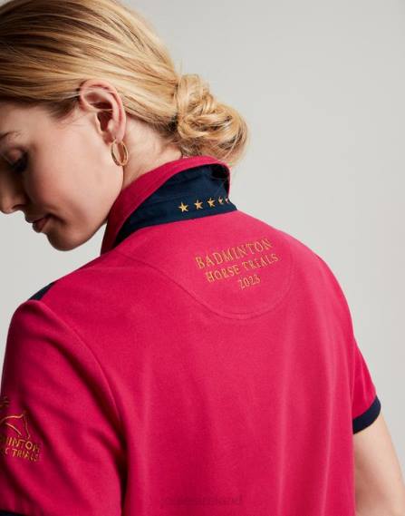 Apparel IE Joules Women Badminton Embellished Polo Shirt DEEP RASPBERRY JVVL107