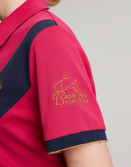 Apparel IE Joules Women Badminton Embellished Polo Shirt DEEP RASPBERRY JVVL107