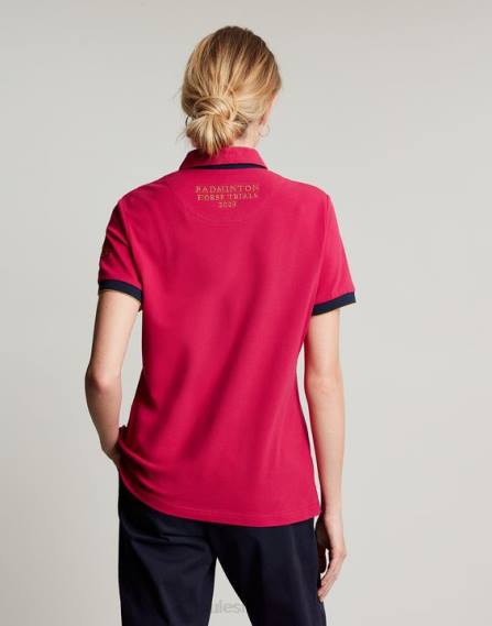 Apparel IE Joules Women Badminton Embellished Polo Shirt DEEP RASPBERRY JVVL107
