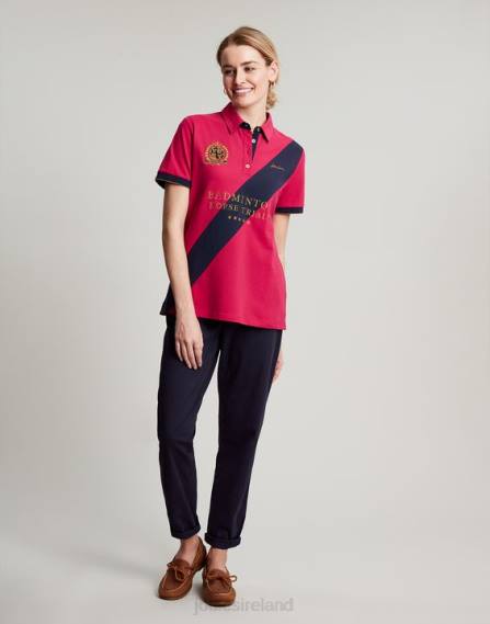 Apparel IE Joules Women Badminton Embellished Polo Shirt DEEP RASPBERRY JVVL107