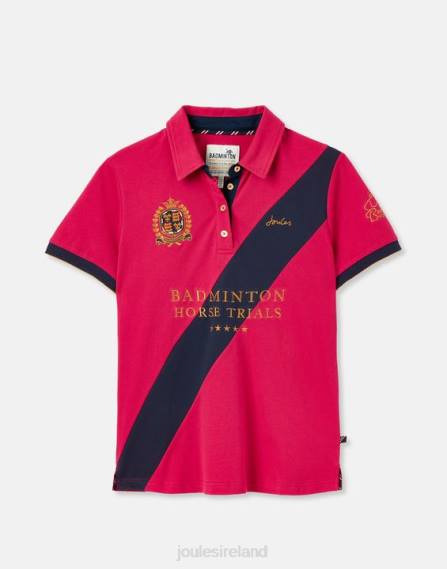 Apparel IE Joules Women Badminton Embellished Polo Shirt DEEP RASPBERRY JVVL107