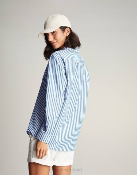 Apparel IE Joules Women Amilla Dropped Shoulder Shirt BLUE STRIPE JVVL3