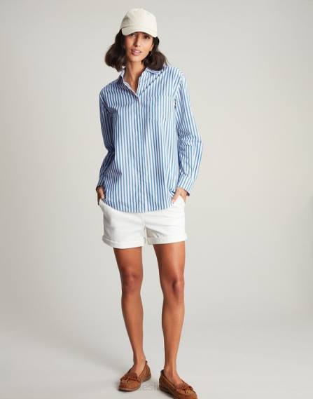 Apparel IE Joules Women Amilla Dropped Shoulder Shirt BLUE STRIPE JVVL3