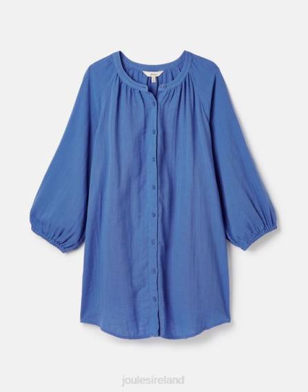Apparel IE Joules Women Calais Button Through Blouse ETNBLU JVVL121
