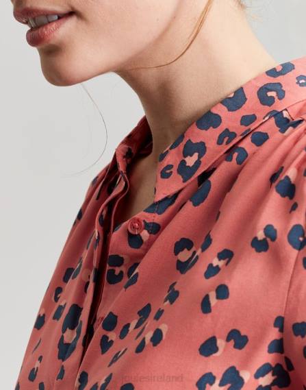 Apparel IE Joules Women Kalina Concealed Placket Shirt RED LEOPARD JVVL59