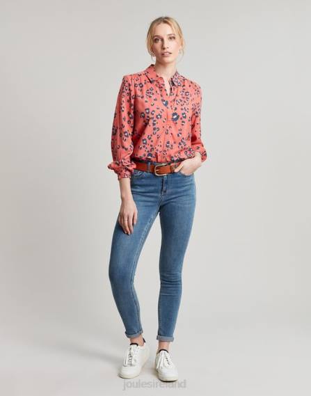 Apparel IE Joules Women Kalina Concealed Placket Shirt RED LEOPARD JVVL59