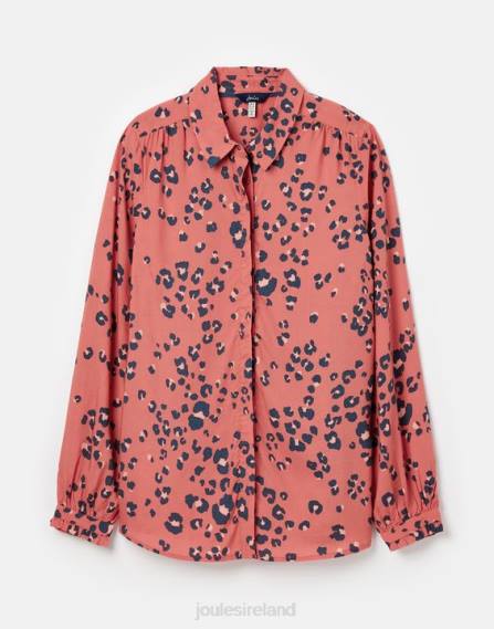 Apparel IE Joules Women Kalina Concealed Placket Shirt RED LEOPARD JVVL59