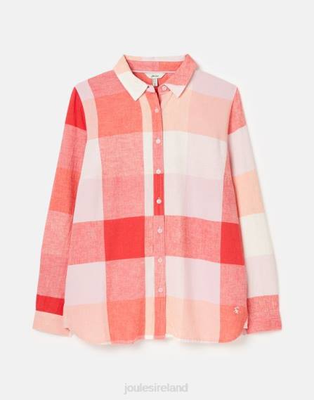 Apparel IE Joules Women Lorena Longline Woven Shirt PINK CHECK JVVL26