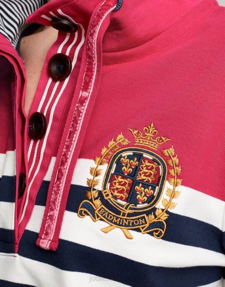 Apparel IE Joules Women Badminton Saunton Funnel Neck Sweatshirt PINK NAVY STRIPE JVVL28