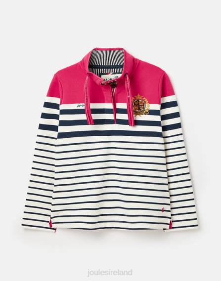 Apparel IE Joules Women Badminton Saunton Funnel Neck Sweatshirt PINK NAVY STRIPE JVVL28
