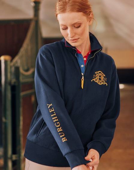 Apparel IE Joules Women Burghley 1/4 Zip Quilted Sweatshirt FRENCH NAVY JVVL112