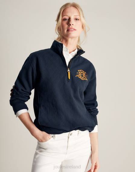 Apparel IE Joules Women Burghley 1/4 Zip Quilted Sweatshirt FRENCH NAVY JVVL112