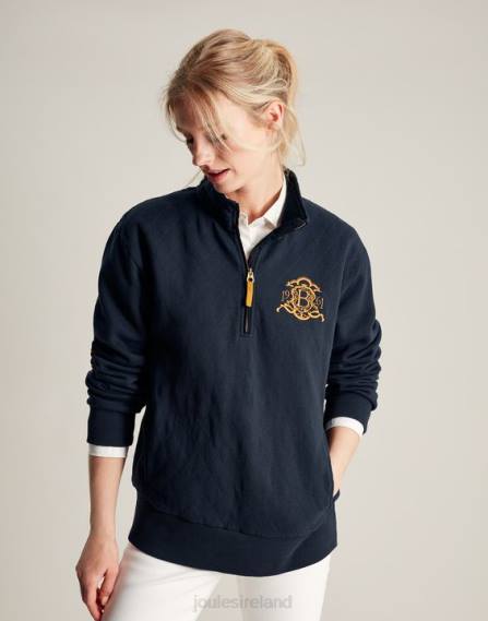 Apparel IE Joules Women Burghley 1/4 Zip Quilted Sweatshirt FRENCH NAVY JVVL112