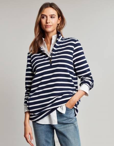 Apparel IE Joules Women Pip Stripe Sweatshirt NAVY CREME STRIPE JVVL27