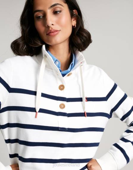 Apparel IE Joules Women Southwold Funnel Neck Sweatshirt NAVY CREME STRIPE JVVL22
