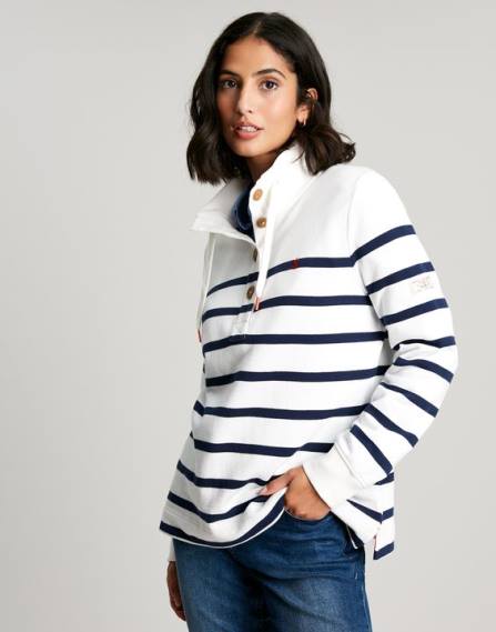 Apparel IE Joules Women Southwold Funnel Neck Sweatshirt NAVY CREME STRIPE JVVL22