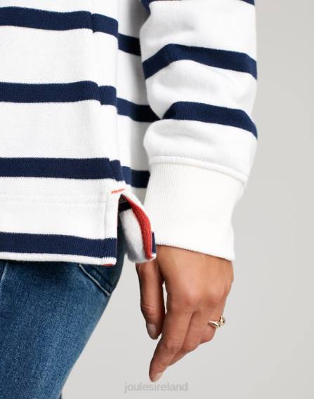 Apparel IE Joules Women Southwold Funnel Neck Sweatshirt NAVY CREME STRIPE JVVL22