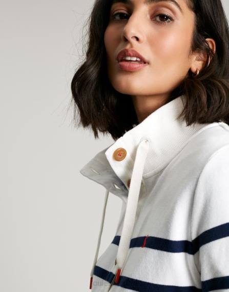 Apparel IE Joules Women Southwold Funnel Neck Sweatshirt NAVY CREME STRIPE JVVL22