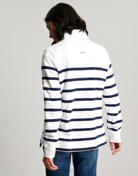 Apparel IE Joules Women Southwold Funnel Neck Sweatshirt NAVY CREME STRIPE JVVL22