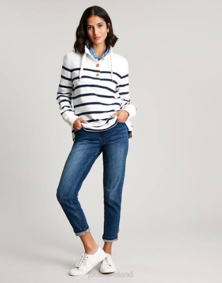 Apparel IE Joules Women Southwold Funnel Neck Sweatshirt NAVY CREME STRIPE JVVL22