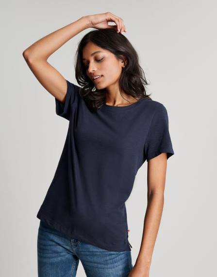Apparel IE Joules Women Carley Solid Classic Crew T-Shirt FRENCH NAVY JVVL76