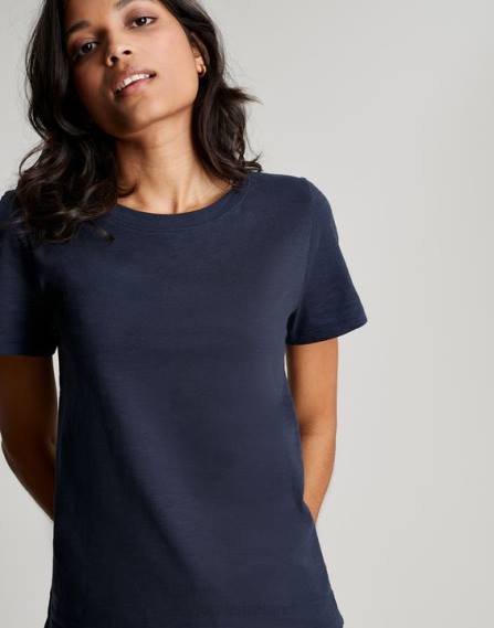 Apparel IE Joules Women Carley Solid Classic Crew T-Shirt FRENCH NAVY JVVL76