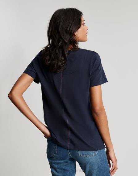 Apparel IE Joules Women Carley Solid Classic Crew T-Shirt FRENCH NAVY JVVL76