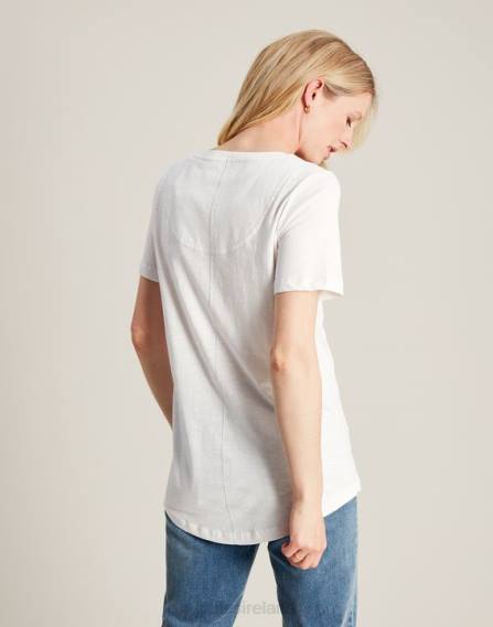 Apparel IE Joules Women Celina Solid V Neck T-Shirt BRIGHT WHITE JVVL60