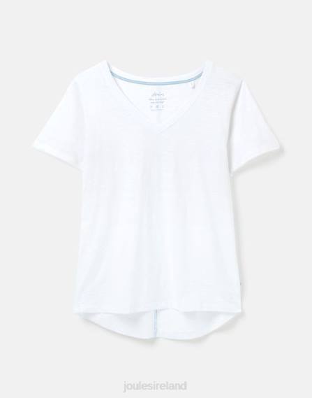 Apparel IE Joules Women Celina Solid V Neck T-Shirt BRIGHT WHITE JVVL60