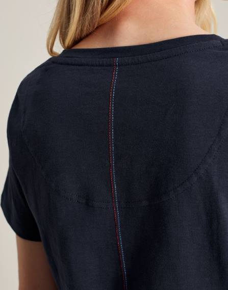 Apparel IE Joules Women Celina Solid V Neck T-Shirt FRENCH NAVY JVVL77