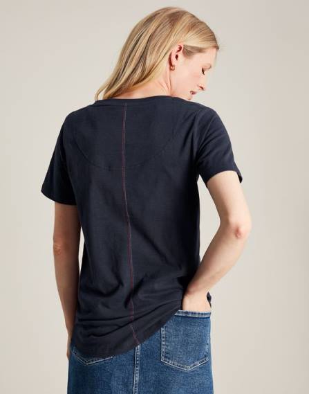 Apparel IE Joules Women Celina Solid V Neck T-Shirt FRENCH NAVY JVVL77
