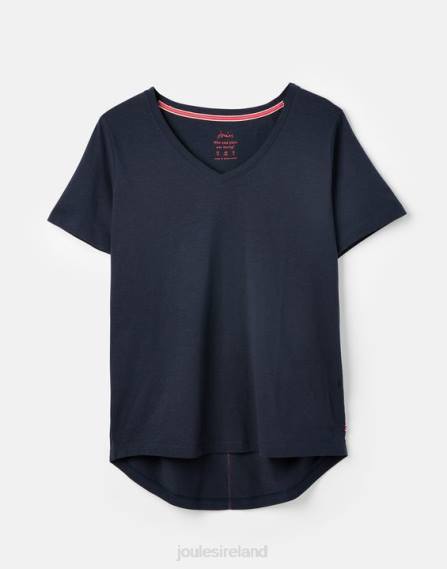 Apparel IE Joules Women Celina Solid V Neck T-Shirt FRENCH NAVY JVVL77