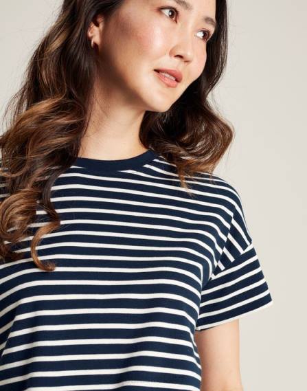 Apparel IE Joules Women Macey Striped Short Sleeve T-Shirt NAVY STRIPE JVVL54