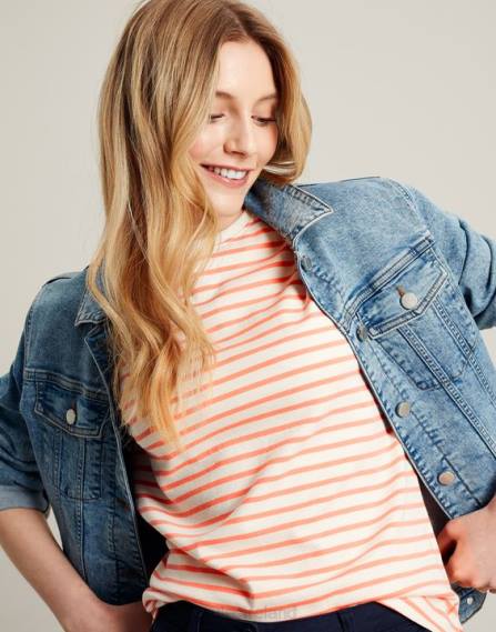 Apparel IE Joules Women Macey Striped Short Sleeve T-Shirt PINK STRIPE JVVL33