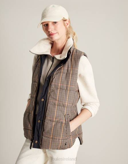 Apparel IE Joules Women Atwell Diamond Quilt Reversible Vest BLACK JVVL50