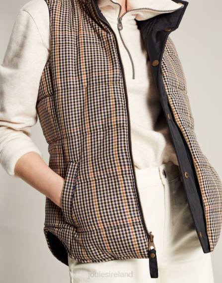 Apparel IE Joules Women Atwell Diamond Quilt Reversible Vest BLACK JVVL50