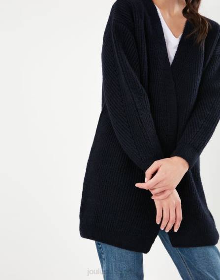 Apparel IE Joules Women Caroline Longline Cardigan BLUE GEM JVVL139