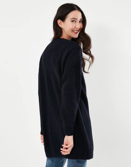 Apparel IE Joules Women Caroline Longline Cardigan BLUE GEM JVVL139