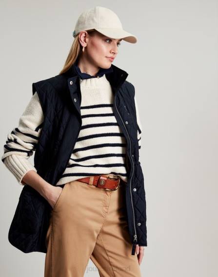 Apparel IE Joules Women Kempton Diamond Quilt Vest MARINE NAVY JVVL39